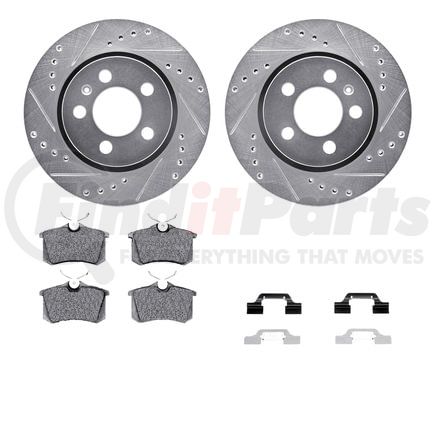 7512-74048 by DYNAMIC FRICTION COMPANY - Rotors-Drilled & Slotted-Silver w/ 5000 Advanced Brake Pads Incl Hdw