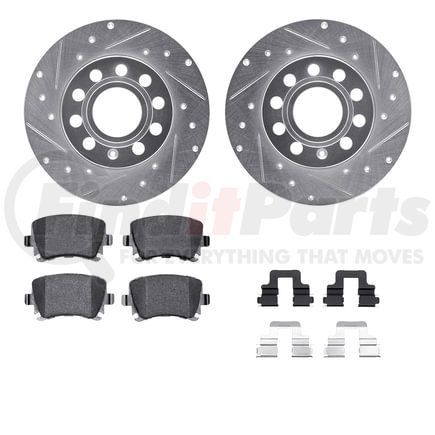 7512-74052 by DYNAMIC FRICTION COMPANY - Rotors-Drilled & Slotted-Silver w/ 5000 Advanced Brake Pads Incl Hdw