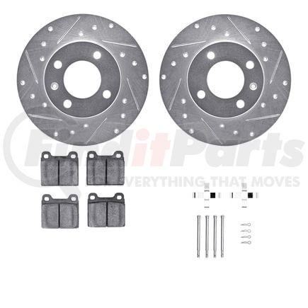 7512-74082 by DYNAMIC FRICTION COMPANY - Rotors-Drilled & Slotted-Silver w/ 5000 Advanced Brake Pads Incl Hdw