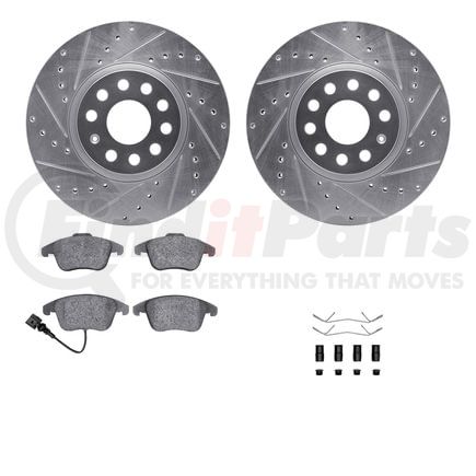 7512-74106 by DYNAMIC FRICTION COMPANY - Rotors-Drilled & Slotted-Silver w/ 5000 Advanced Brake Pads Incl Hdw