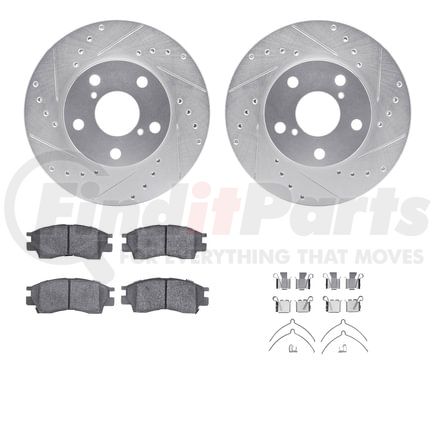 7512-75003 by DYNAMIC FRICTION COMPANY - Rotors-Drilled & Slotted-Silver w/ 5000 Advanced Brake Pads Incl Hdw