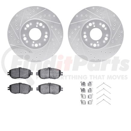 7512-75006 by DYNAMIC FRICTION COMPANY - Rotors-Drilled & Slotted-Silver w/ 5000 Advanced Brake Pads Incl Hdw