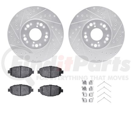 7512-75005 by DYNAMIC FRICTION COMPANY - Rotors-Drilled & Slotted-Silver w/ 5000 Advanced Brake Pads Incl Hdw