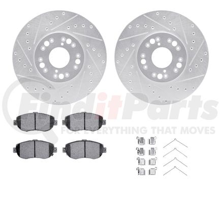 7512-75007 by DYNAMIC FRICTION COMPANY - Rotors-Drilled & Slotted-Silver w/ 5000 Advanced Brake Pads Incl Hdw