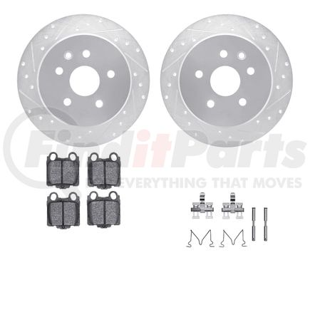 7512-75010 by DYNAMIC FRICTION COMPANY - Rotors-Drilled & Slotted-Silver w/ 5000 Advanced Brake Pads Incl Hdw