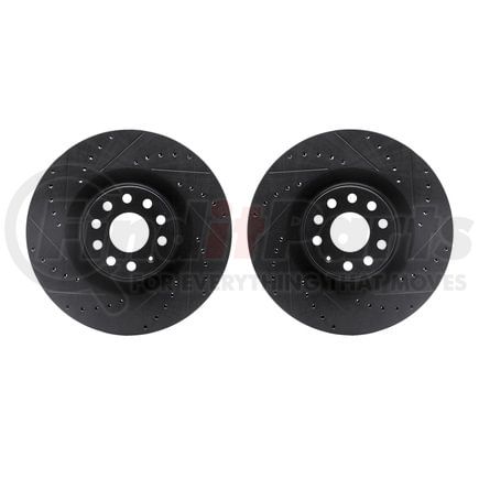 8002-74009 by DYNAMIC FRICTION COMPANY - Brake Rotors - Drilled & Slotted - Black