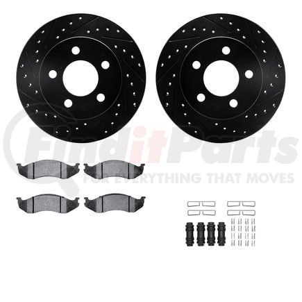 8212-42090 by DYNAMIC FRICTION COMPANY - Brake Rotor - Drilled & Slotted - Black- HD Brake Pad - Hardware