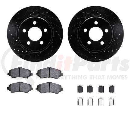 8212-42086 by DYNAMIC FRICTION COMPANY - Brake Rotor - Drilled & Slotted - Black- HD Brake Pad - Hardware