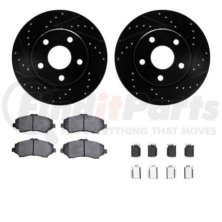 8212-42103 by DYNAMIC FRICTION COMPANY - Brake Rotor - Drilled & Slotted - Black- HD Brake Pad - Hardware