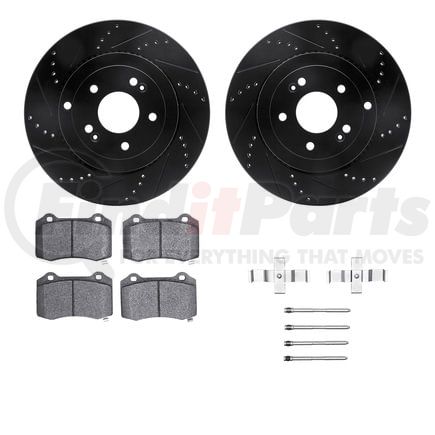 8412-03001 by DYNAMIC FRICTION COMPANY - Brake Rotor Drilled & Slotted - Black- w/Ulitmate Duty Brake Pad & HW Kit