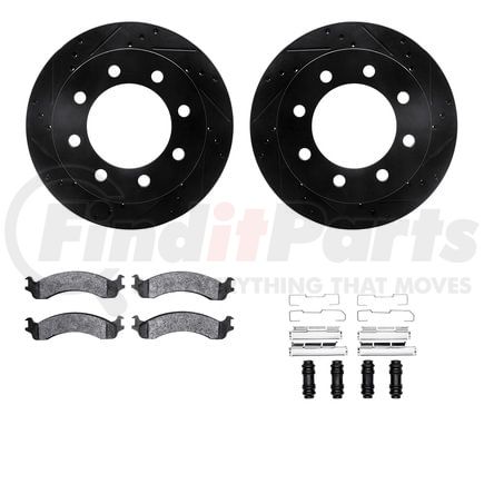 8412-40006 by DYNAMIC FRICTION COMPANY - Brake Rotor Drilled & Slotted - Black- w/Ulitmate Duty Brake Pad & HW Kit