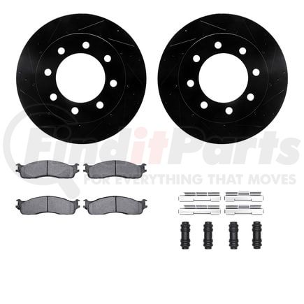 8412-40016 by DYNAMIC FRICTION COMPANY - Brake Rotor Drilled & Slotted - Black- w/Ulitmate Duty Brake Pad & HW Kit