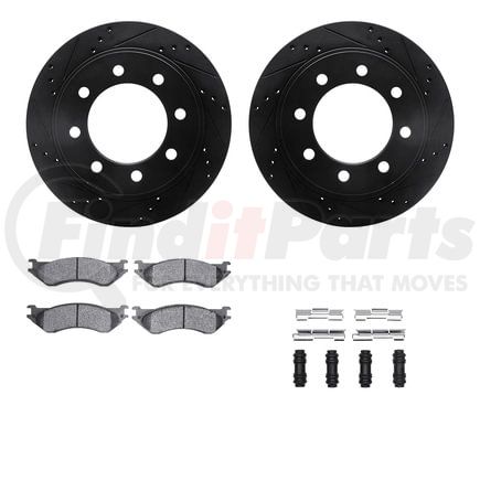8412-40017 by DYNAMIC FRICTION COMPANY - Brake Rotor Drilled & Slotted - Black- w/Ulitmate Duty Brake Pad & HW Kit