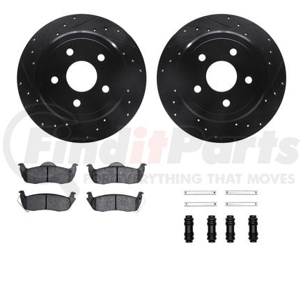 8412-42002 by DYNAMIC FRICTION COMPANY - Brake Rotor Drilled & Slotted - Black- w/Ulitmate Duty Brake Pad & HW Kit