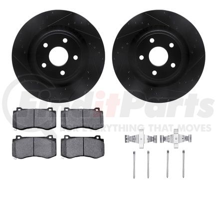 8412-42003 by DYNAMIC FRICTION COMPANY - Brake Rotor Drilled & Slotted - Black- w/Ulitmate Duty Brake Pad & HW Kit