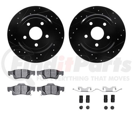 8412-42005 by DYNAMIC FRICTION COMPANY - Brake Rotor Drilled & Slotted - Black- w/Ulitmate Duty Brake Pad & HW Kit