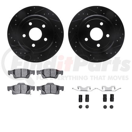 8412-42007 by DYNAMIC FRICTION COMPANY - Brake Rotor Drilled & Slotted - Black- w/Ulitmate Duty Brake Pad & HW Kit
