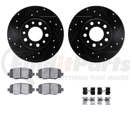 8412-42014 by DYNAMIC FRICTION COMPANY - Brake Rotor Drilled & Slotted - Black- w/Ulitmate Duty Brake Pad & HW Kit