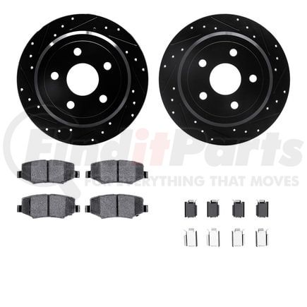 8412-42037 by DYNAMIC FRICTION COMPANY - Brake Rotor Drilled & Slotted - Black- w/Ulitmate Duty Brake Pad & HW Kit