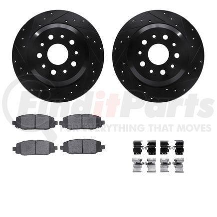 8412-42047 by DYNAMIC FRICTION COMPANY - Brake Rotor Drilled & Slotted - Black- w/Ulitmate Duty Brake Pad & HW Kit