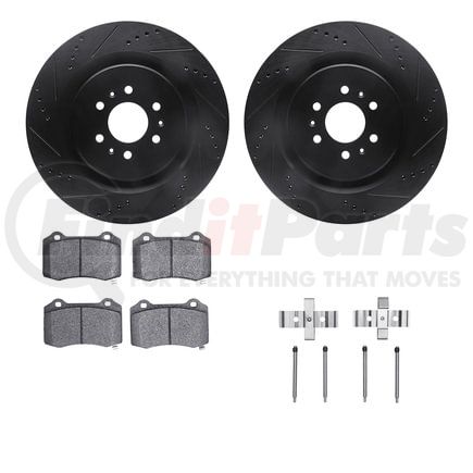 8412-46007 by DYNAMIC FRICTION COMPANY - Brake Rotor Drilled & Slotted - Black- w/Ulitmate Duty Brake Pad & HW Kit