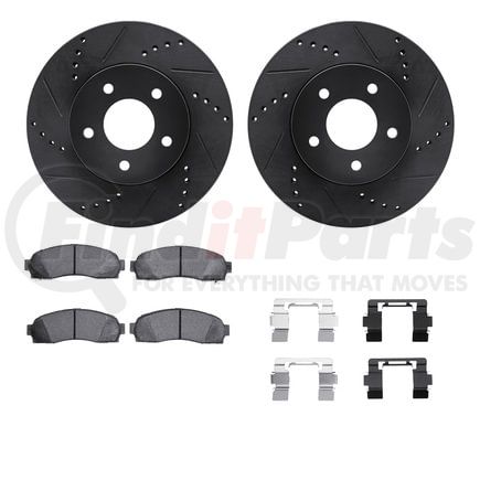 8412-47012 by DYNAMIC FRICTION COMPANY - Brake Rotor Drilled & Slotted - Black- w/Ulitmate Duty Brake Pad & HW Kit