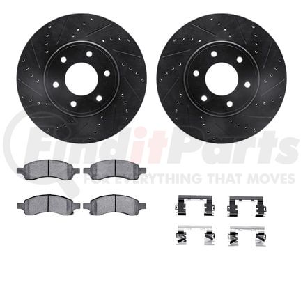 8412-47014 by DYNAMIC FRICTION COMPANY - Brake Rotor Drilled & Slotted - Black- w/Ulitmate Duty Brake Pad & HW Kit