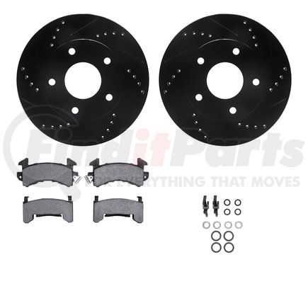 8412-48002 by DYNAMIC FRICTION COMPANY - Brake Rotor Drilled & Slotted - Black- w/Ulitmate Duty Brake Pad & HW Kit