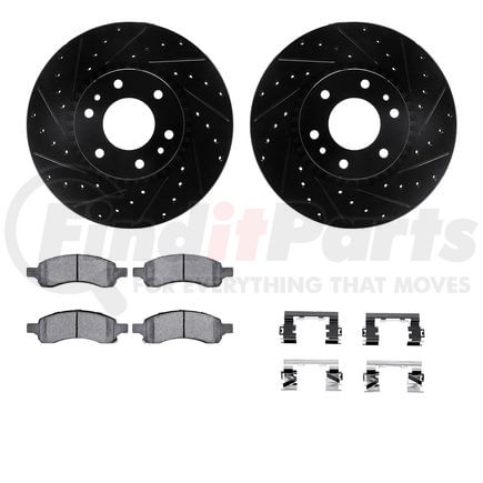 8412-48031 by DYNAMIC FRICTION COMPANY - Brake Rotor Drilled & Slotted - Black- w/Ulitmate Duty Brake Pad & HW Kit