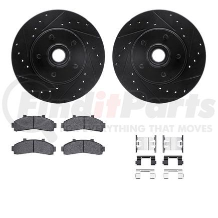 8412-54029 by DYNAMIC FRICTION COMPANY - Brake Rotor Drilled & Slotted - Black- w/Ulitmate Duty Brake Pad & HW Kit