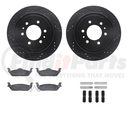 8412-54075 by DYNAMIC FRICTION COMPANY - Brake Rotor Drilled & Slotted - Black- w/Ulitmate Duty Brake Pad & HW Kit