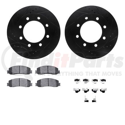 8412-54082 by DYNAMIC FRICTION COMPANY - Brake Rotor Drilled & Slotted - Black- w/Ulitmate Duty Brake Pad & HW Kit