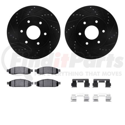 8412-67002 by DYNAMIC FRICTION COMPANY - Brake Rotor Drilled & Slotted - Black- w/Ulitmate Duty Brake Pad & HW Kit