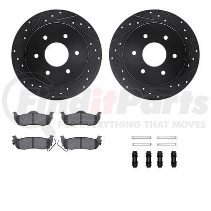 8412-67001 by DYNAMIC FRICTION COMPANY - Brake Rotor Drilled & Slotted - Black- w/Ulitmate Duty Brake Pad & HW Kit