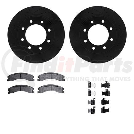 8412-67007 by DYNAMIC FRICTION COMPANY - Brake Rotor Drilled & Slotted - Black- w/Ulitmate Duty Brake Pad & HW Kit