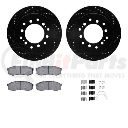 8412-76016 by DYNAMIC FRICTION COMPANY - Brake Rotor Drilled & Slotted - Black- w/Ulitmate Duty Brake Pad & HW Kit
