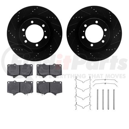 8412-76022 by DYNAMIC FRICTION COMPANY - Brake Rotor Drilled & Slotted - Black- w/Ulitmate Duty Brake Pad & HW Kit