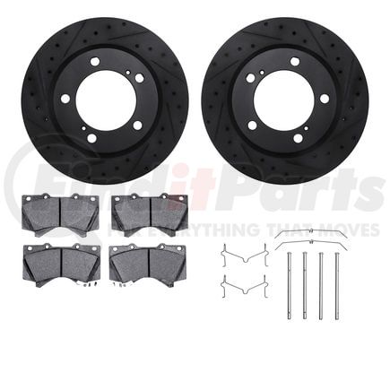 8412-76021 by DYNAMIC FRICTION COMPANY - Brake Rotor Drilled & Slotted - Black- w/Ulitmate Duty Brake Pad & HW Kit