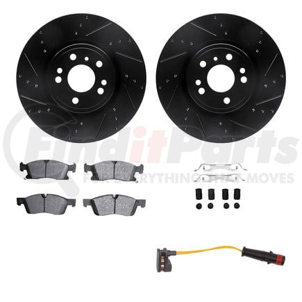 8422-63002 by DYNAMIC FRICTION COMPANY - Brake Rotor - Drilled & Slotted - Black w/HD Brake Pad w/HW Kit & Sensor