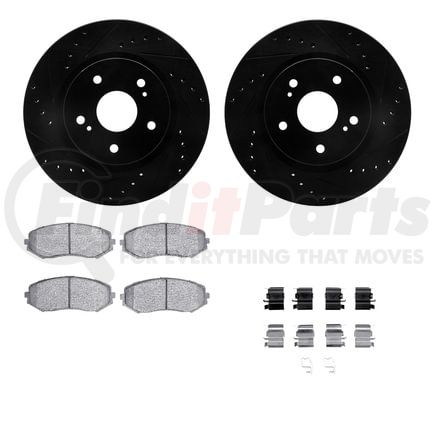 8512-01018 by DYNAMIC FRICTION COMPANY - Brake Rotor - Dimpled & Slotted - Black w/5000 Brake Pads & HW Kit