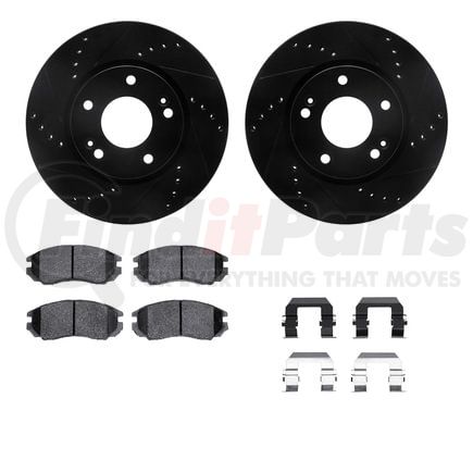 8512-03018 by DYNAMIC FRICTION COMPANY - Rotors-Drilled & Slotted-Black w/ 5000 Advanced Brake Pads Incl Hdw