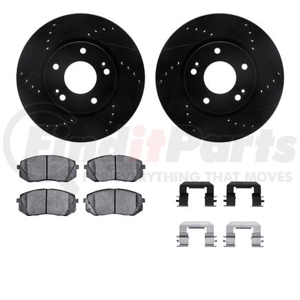 8512-03019 by DYNAMIC FRICTION COMPANY - Rotors-Drilled & Slotted-Black w/ 5000 Advanced Brake Pads Incl Hdw