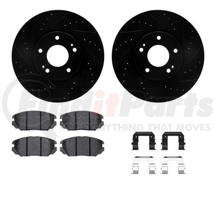 8512-03032 by DYNAMIC FRICTION COMPANY - Rotors-Drilled & Slotted-Black w/ 5000 Advanced Brake Pads Incl Hdw