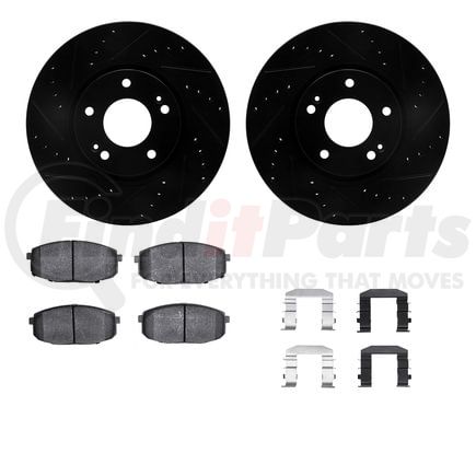 8512-03033 by DYNAMIC FRICTION COMPANY - Rotors-Drilled & Slotted-Black w/ 5000 Advanced Brake Pads Incl Hdw