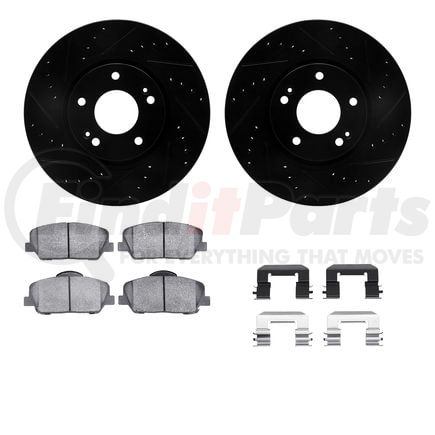 8512-03034 by DYNAMIC FRICTION COMPANY - Rotors-Drilled & Slotted-Black w/ 5000 Advanced Brake Pads Incl Hdw
