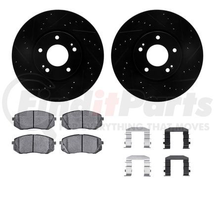 8512-03043 by DYNAMIC FRICTION COMPANY - Brake Rotor - Dimpled & Slotted - Black w/5000 Brake Pads & HW Kit