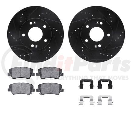 8512-03076 by DYNAMIC FRICTION COMPANY - Rotors-Drilled & Slotted-Black w/ 5000 Advanced Brake Pads Incl Hdw