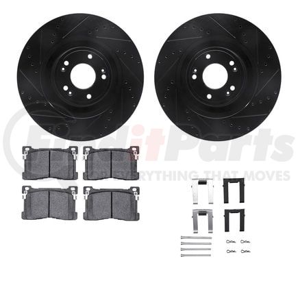8512-03086 by DYNAMIC FRICTION COMPANY - Rotors-Drilled & Slotted-Black w/ 5000 Advanced Brake Pads Incl Hdw