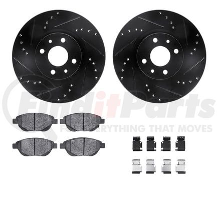 8512-07004 by DYNAMIC FRICTION COMPANY - Rotors-Drilled & Slotted-Black w/ 5000 Advanced Brake Pads Incl Hdw