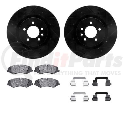 8512-11030 by DYNAMIC FRICTION COMPANY - Rotors-Drilled & Slotted-Black w/ 5000 Advanced Brake Pads Incl Hdw